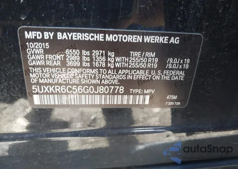 2016 BMW X5 xDrive50I from USA, damaged, VIN 5UXKR6C56G0J80778